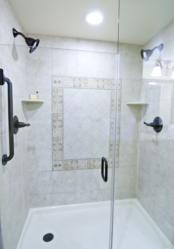 Contemporary Shower with Custom Tiles